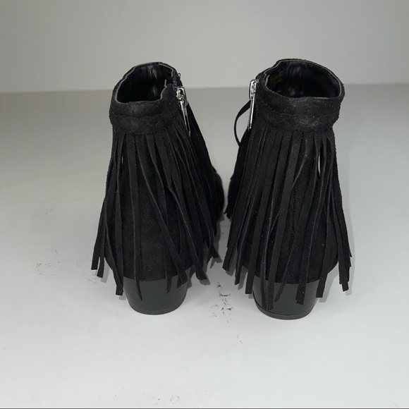 Sam Edelman Kelly Fringe Black Peep Toe Wedge 5 - Picture 7 of 15